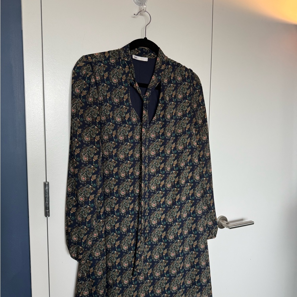 DR2 Blue Buttoned Bishop Sleeve Dress